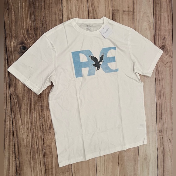 American Eagle Outfitters Other - American Eagle Outfitters White T-Shirt with Blue Logo/size M